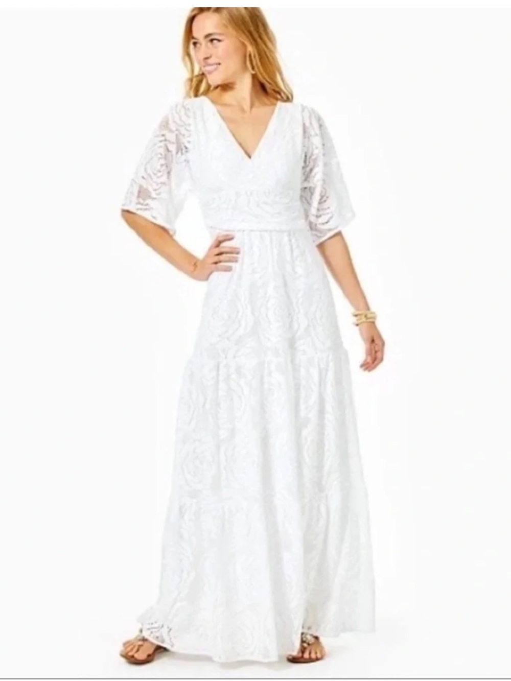 NEW NWT Lilly Pulitzer Parigi Bungalow Blossom Lace Maxi Dress in Resort White M